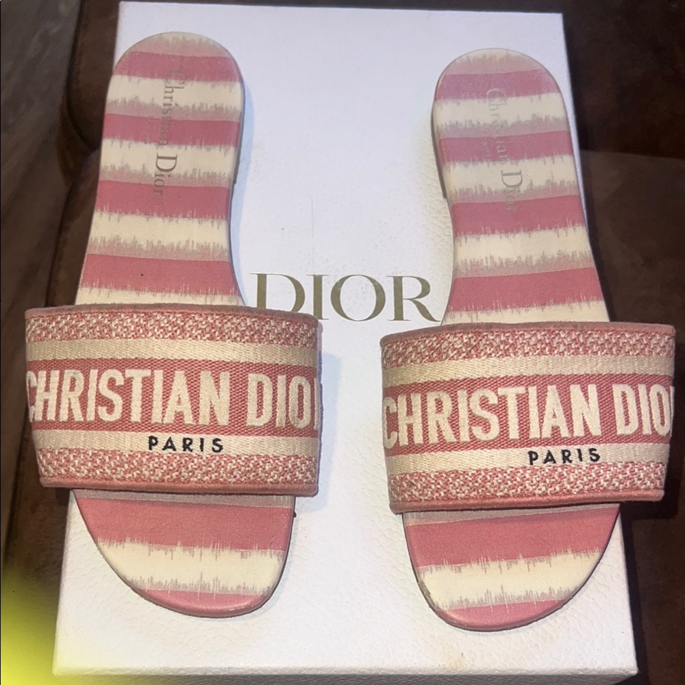 Dior Pink and Cream Sandals